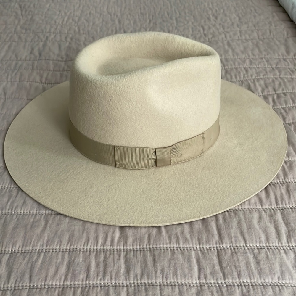 100% wool flat brim panama hat